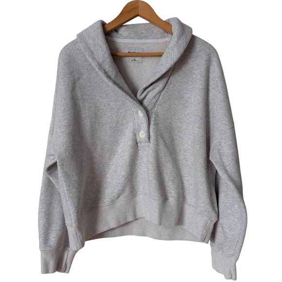 Abercrombie & Fitch Tops - Abercrombie & Fitch Shawl Collar Henley pullover Sweatshirt, heather gray, XL